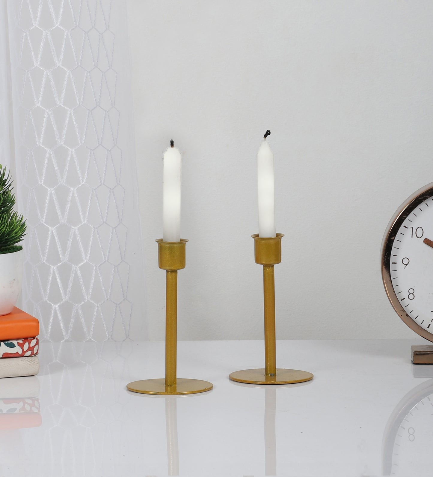 Metal Round Base Candle Stand Set of 2