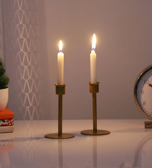 Metal Round Base Candle Stand Set of 2