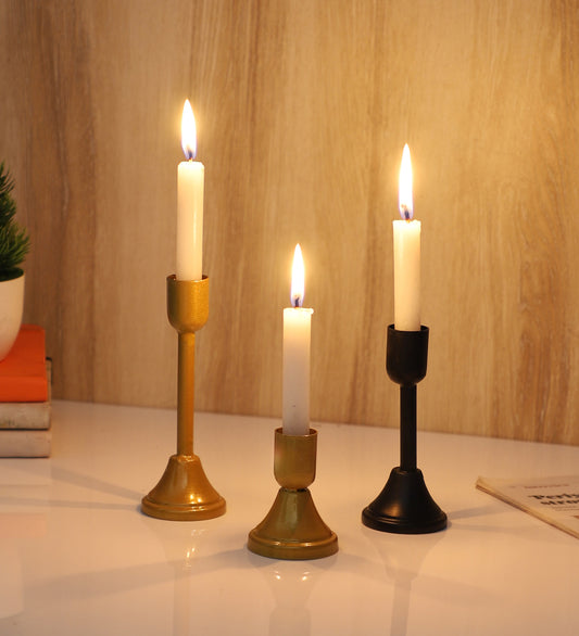 Small Black & Gold Candle Stand Set of 3