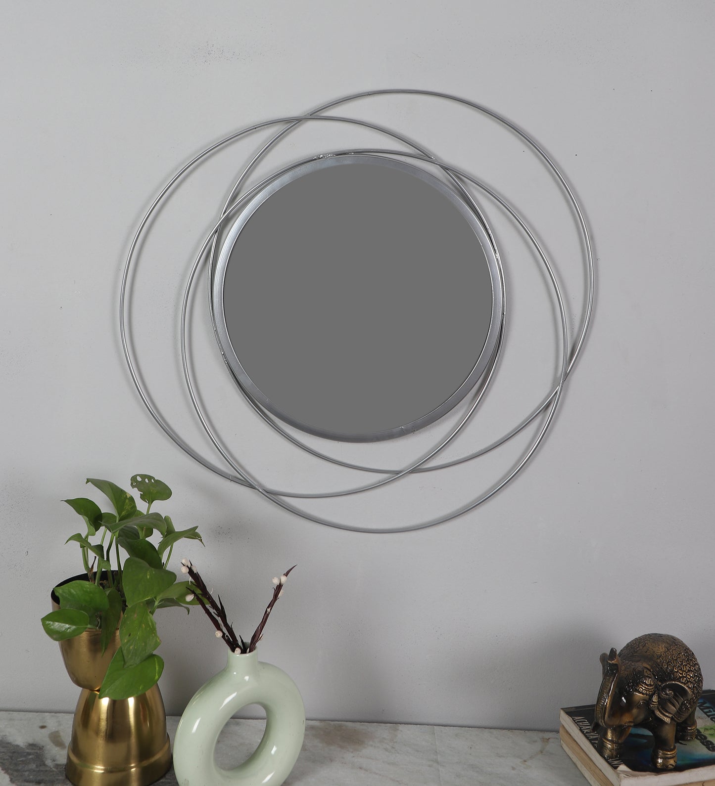 Double Wired Round Wall Mirror