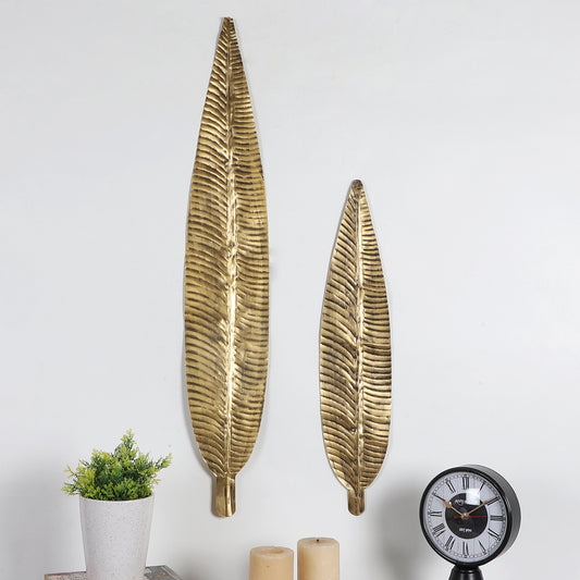 Long Antique Leaves Wall Décor Set of 2