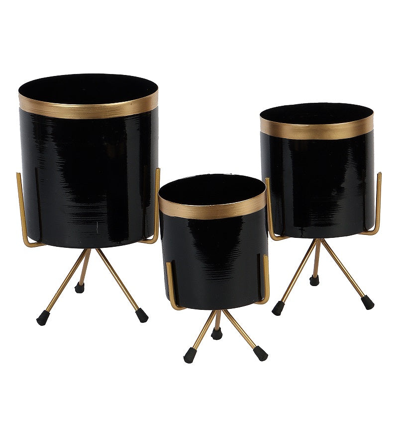 Black Pipe Planter With Stand Set of 3