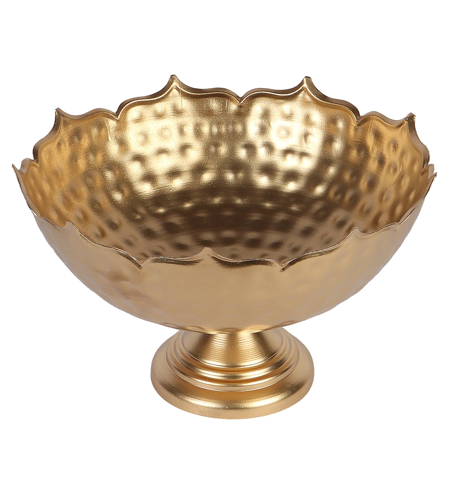 Gold Metal Taj Urli with Center Urli & Tealight Holder Set of 7