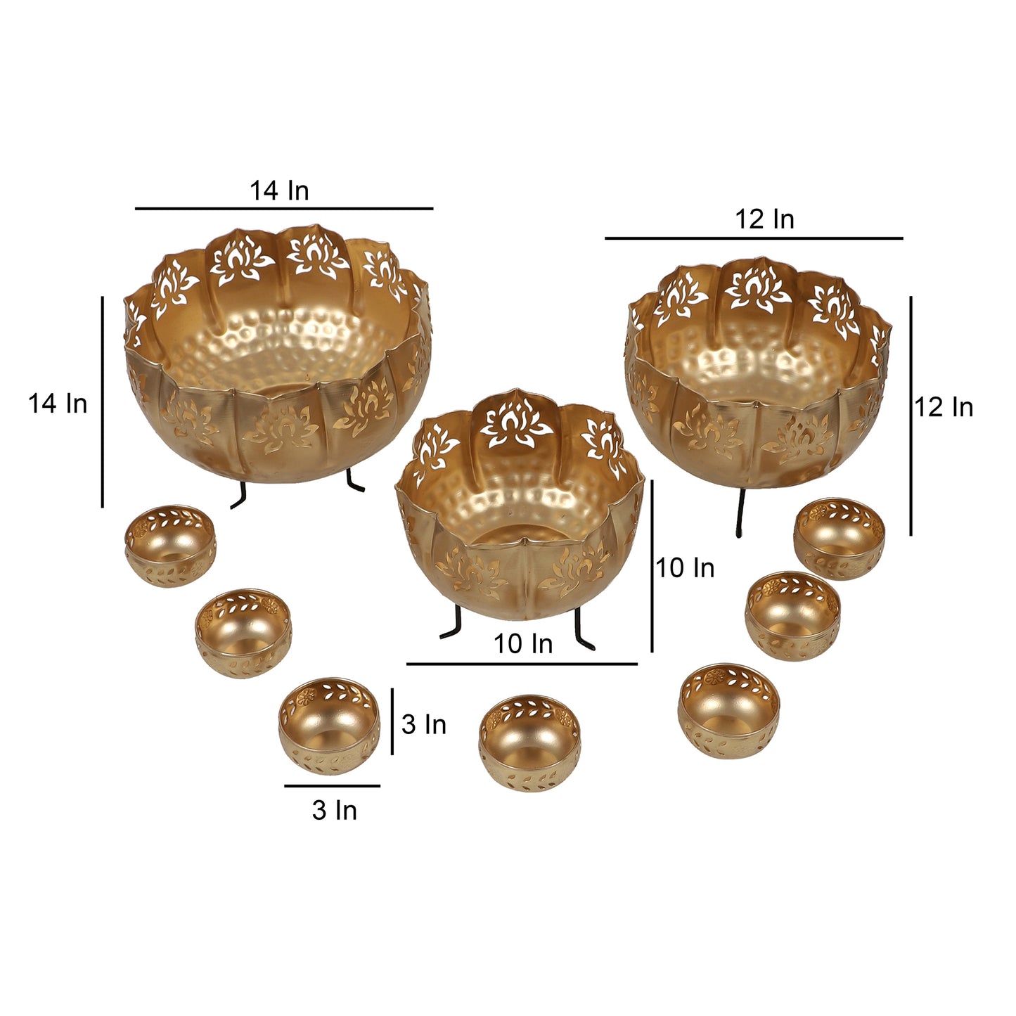 Big Lotus Urli With Stand & Bowls Set of 10