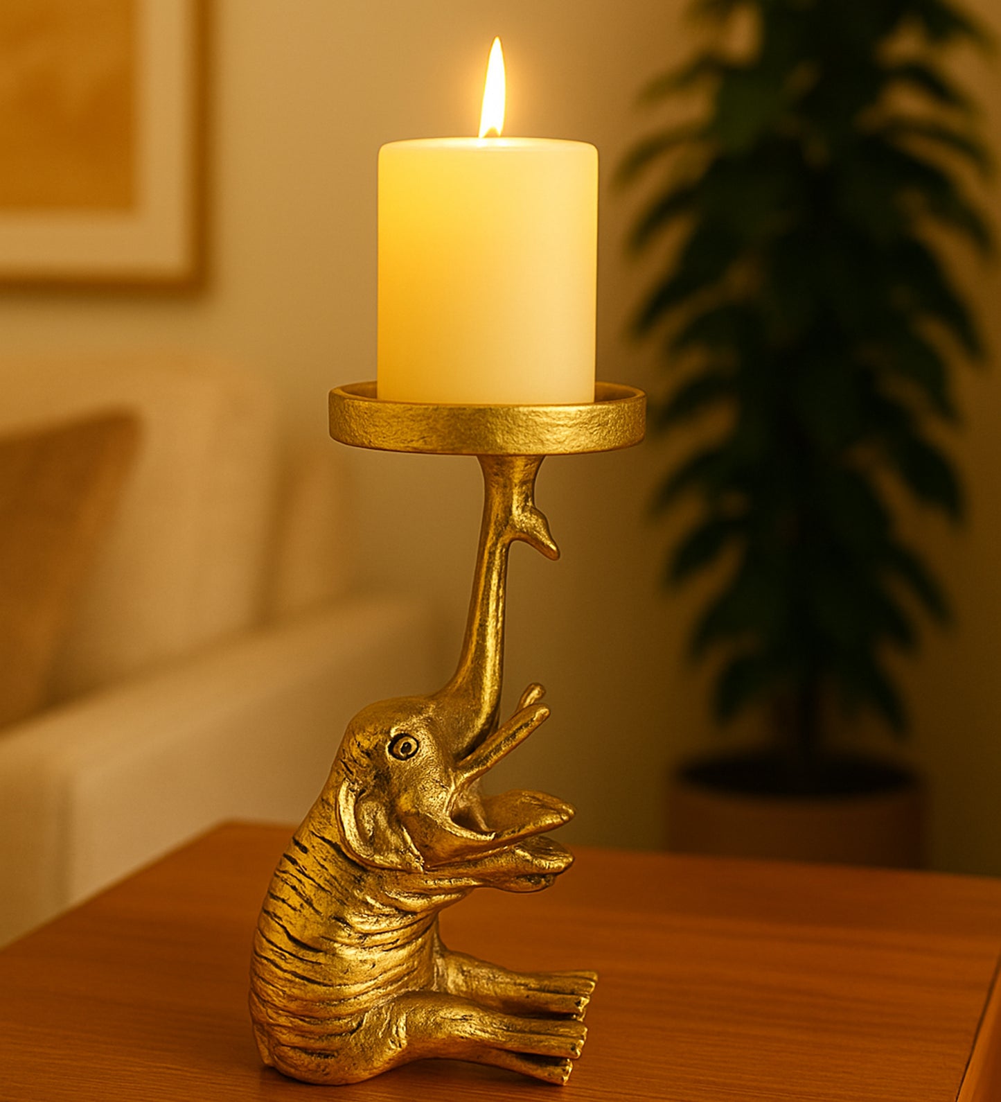Elephant  ALuminum Candle Stand