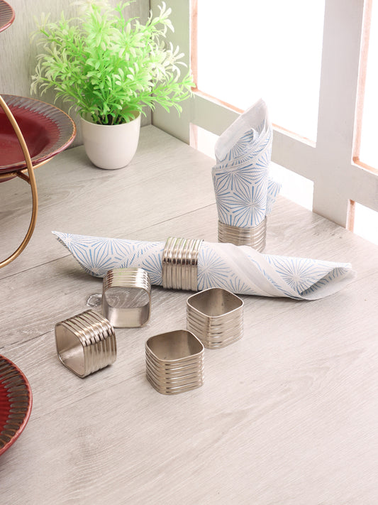 Silver Square Napking RIng Set of 6