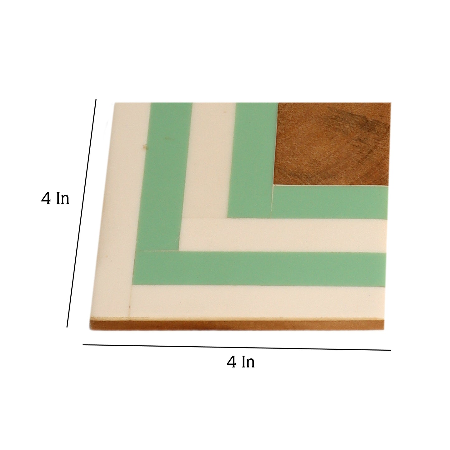 Resin Green & White Stripes Coaster Set of 4