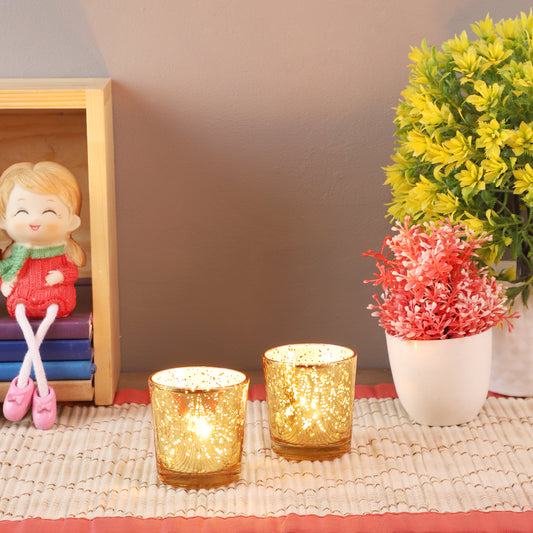 Gold Glass Votive Set of 4