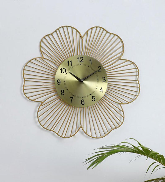 Gold Flower Shape Wall Clock